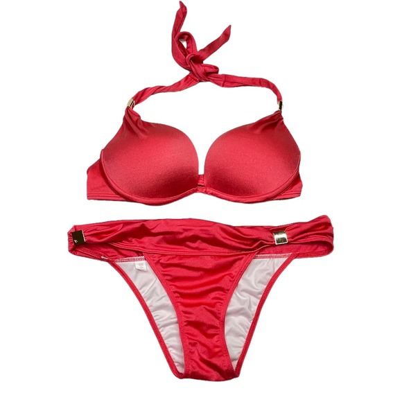 Victoria's Secret Other - Victoria Secret Hottie Halter add a Cup Padded Swimsuit Bikini 2 piece 32C Small